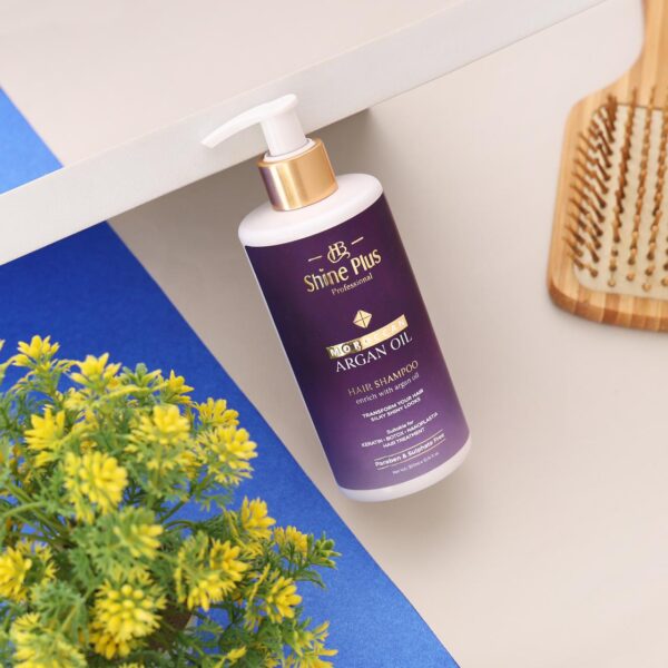 HB Shine Plus Moroccan Argan Oil Shampoo | Paraben & Sulphate Free | For Silky, Shiny Hair | Suitable for Keratin, Botox, and Nanoplastia Treatments | 300 ML - Image 4